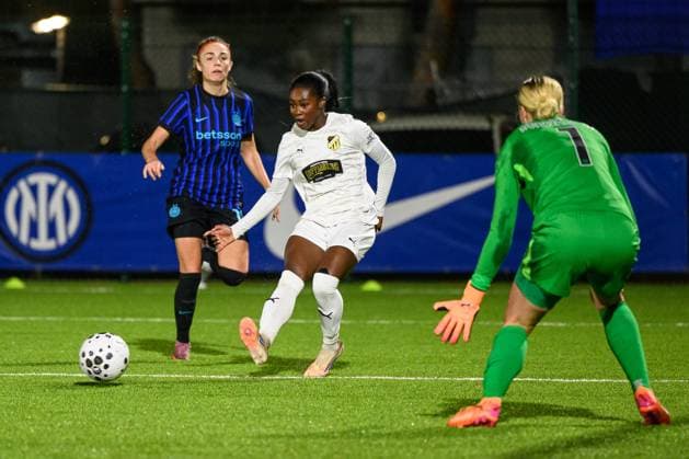 251119 Monica Jusu Bah of Häcken during the UEFA Women s Europa Cup between Inter and Häcken on November 19, 2025 in Milano Photo Daniel Stiller BILDBYRAN kod DS DS0528 fotboll football soccer fotball europa cup inter häcken uefa womens europa cup dam bbeng  Copyright: DANIELxSTILLER BB251119DS014
