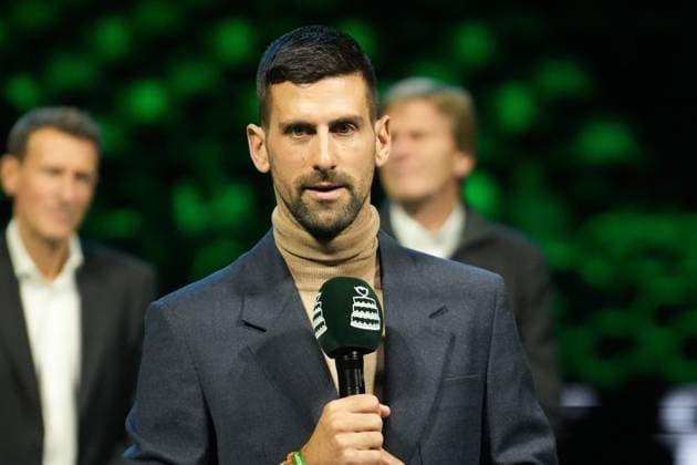 TENNIS - DAVIS CUP 2025 - FINAL 8 19 11 2025 Laurent Lairys MAXPPP - Ceremonie Hommage on Nikola Pilic Novak Djokovic during the Davis Cup 2025, Final 8, Tennis event on 19 November 2025 in Bologna, Italy - Photo Laurent Lairys Bologna Italy  Copyright: xMAXPPPxLaurentxLairysx LLR202511195483 LLR202511195483