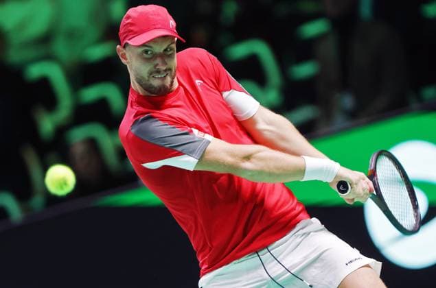 TENNIS - Davis Cup Final 8 BOLOGNA,ITALY,19.NOV.25 - TENNIS - ITF Davis Cup, Final 8, Italy vs Austria. Image shows Filip Misolic (AUT).  GEPAxpictures xMatthiasxHauer