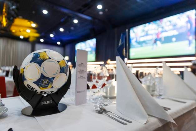 251119 Dinner table set for the Allsvenskan Grand Prix on November 19, 2025 in Stockholm  Copyright: CAISAxRASMUSSEN BB251119BB350