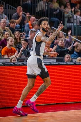 Basketball FIBA Europe Cup, Season 2025 2026, Men, Main Round, Group Stage, Matchday 6, 19 11 2025, RASTA Vechta Dinamo BDS Sassari Tevin Brown 10 RASTA Vechta during the game Vechta RASTA Dome Lower Saxony Germany