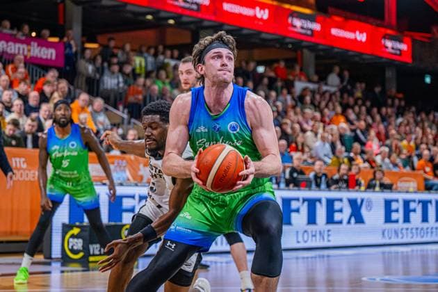 Basketball FIBA Europe Cup, Season 2025 2026, Men, Main round, Group stage, 6 Matchday, 19 11 2025, RASTA Vechta Dinamo BDS Sassari Nicholas McGlynn 29 Dinamo BDS Sassari in action Vechta RASTA Dome Lower Saxony Germany