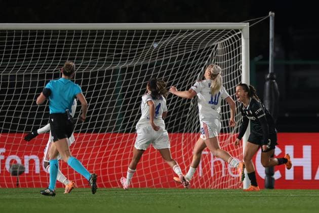 Biella, Italy, 19th November 2025. Tatiana Pinto of Juventus celebrates after scoring to give the side a 3-0 lead during the Juventus Women vs Lyonnes UEFA Womens Champions League match at Stadio Vittorio Pozzo, Biella. Picture credit should read: Jonathan Moscrop Sportimage EDITORIAL USE ONLY. No use with unauthorised audio, video, data, fixture lists, club league logos or live services. Online in-match use limited to 120 images, no video emulation. No use in betting, games or single club league player publications. SPI_017_JM_JUVE_LYONNES_UWCL SPI-4295-0017