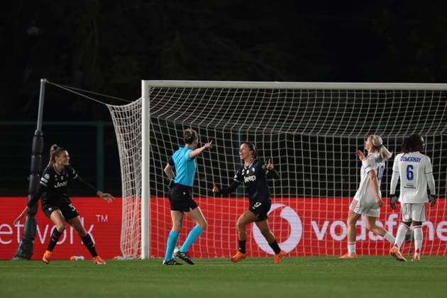 Biella, Italy, 19th November 2025. Tatiana Pinto of Juventus celebrates after scoring to give the side a 3-0 lead during the Juventus Women vs Lyonnes UEFA Womens Champions League match at Stadio Vittorio Pozzo, Biella. Picture credit should read: Jonathan Moscrop Sportimage EDITORIAL USE ONLY. No use with unauthorised audio, video, data, fixture lists, club league logos or live services. Online in-match use limited to 120 images, no video emulation. No use in betting, games or single club league player publications. SPI_020_JM_JUVE_LYONNES_UWCL SPI-4295-0020