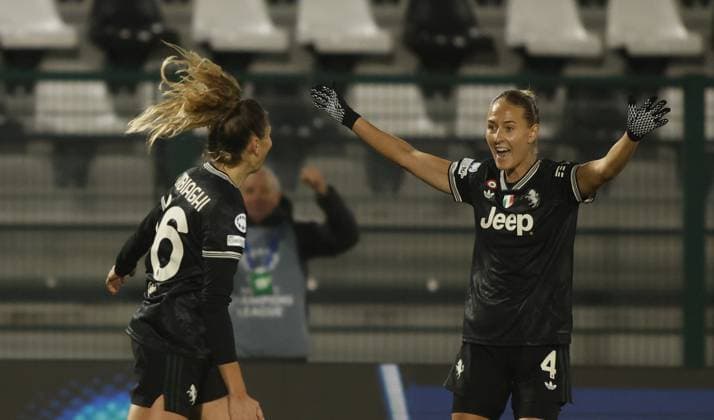 Michela Cambiaghi of Juventus Women celebrating after a goal during the UEFA Women s Champions League 2025-26 football match between Juventus Women and OL Lyonnes on 19 November 2025 at â?? Pozzo-La Marmora Stadium, Biella,Italy. Photo Nderim KACELI  Copyright: xNderimxKaceli IPAxSportx xipa-agency.netx xx IPA_68138361 IPA_Agency_IPA68138361