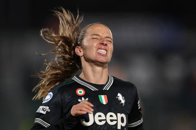 Biella, Italy, 19th November 2025. Tatiana Pinto of Juventus reacts during the Juventus Women vs Lyonnes UEFA Womens Champions League match at Stadio Vittorio Pozzo, Biella. Picture credit should read: Jonathan Moscrop Sportimage EDITORIAL USE ONLY. No use with unauthorised audio, video, data, fixture lists, club league logos or live services. Online in-match use limited to 120 images, no video emulation. No use in betting, games or single club league player publications. SPI_049_JM_JUVE_LYONNES_UWCL SPI-4295-0049