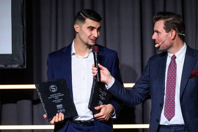 251119 Brages Amar Muhsin receives the award for Midfielder of the Year in Superettan during Allsvenskans Grand Prize on November 19, 2025 in Stockholm  Copyright: EMMAxWALLSKOG BB251119EW045