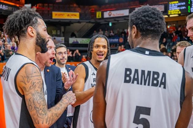 Basketball FIBA Europe Cup, Season 2025 2026, Men, Main Round, Group Stage, Matchday 6, 19 11 2025, RASTA Vechta Dinamo BDS Sassari Alonzo Verge 11 RASTA Vechta after the match Vechta RASTA Dome Niedersachsen Germany