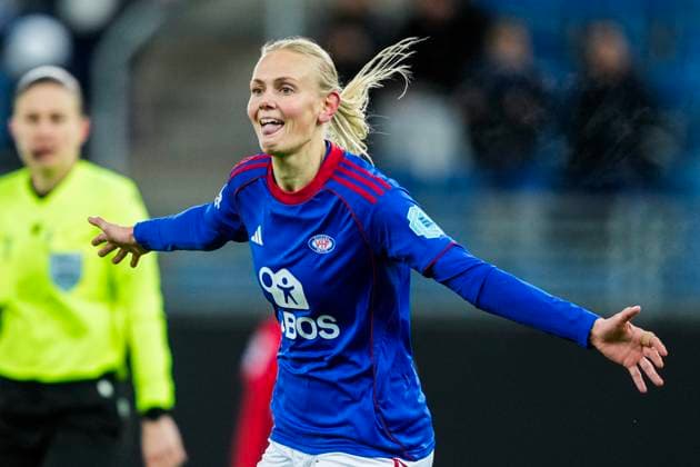 Football, Women s Champions League 2025 2026 Valerenga St Pölten Oslo 20251119 Valerenga s Karina Saevik celebrates after scoring the 1 0 goal during the Women s Champions League football match between Valerenga and St Pölten at Intility Arena Photo Fredrik Varfjell NTB Oslo Norway EDITORIAL USE ONLY RESTRICTED USE FOR BETTING COMPANIES  Copyright: xFredrikxVarfjellx xNTBx