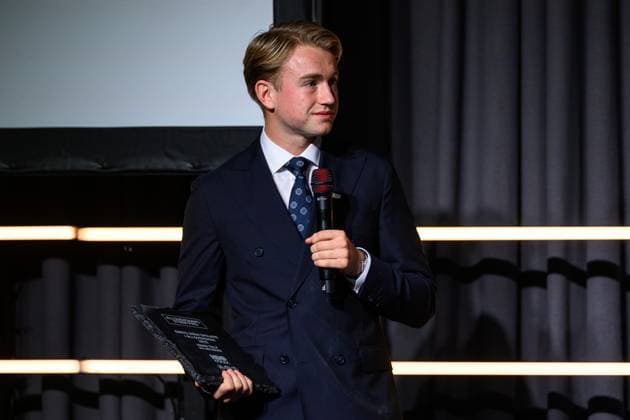 251119 IFK Göteborgs Noah Tolf receives the Young Player of the Year award during Allsvenskans Grand Prize on November 19, 2025 in Stockholm  Copyright: EMMAxWALLSKOG BB251119EW067