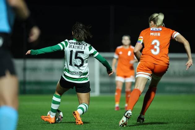 Beatriz Fonseca ( Sporting CP Womens team ) in action during the match between Sporting CP Womens team and Glasgow City LFC Womens team, valid for UEFA Womens Europa Cup 2025 2026 - round of 16 at Estadio Aurelio Pereira on 19 November 2025. Lisboa Estadio Aurelio Pereira Alcochete Portugal Copyright: xIMAGOx xPRIMExSPORTSxIMAGESx xFILIPExOLIVEIRAx