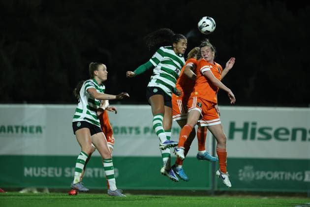 Leonete Correia ( Sporting CP Womens team ) in action during the match between Sporting CP Womens team and Glasgow City LFC Womens team, valid for UEFA Womens Europa Cup 2025 2026 - round of 16 at Estadio Aurelio Pereira on 19 November 2025. Lisboa Estadio Aurelio Pereira Alcochete Portugal Copyright: xIMAGOx xPRIMExSPORTSxIMAGESx xFILIPExOLIVEIRAx