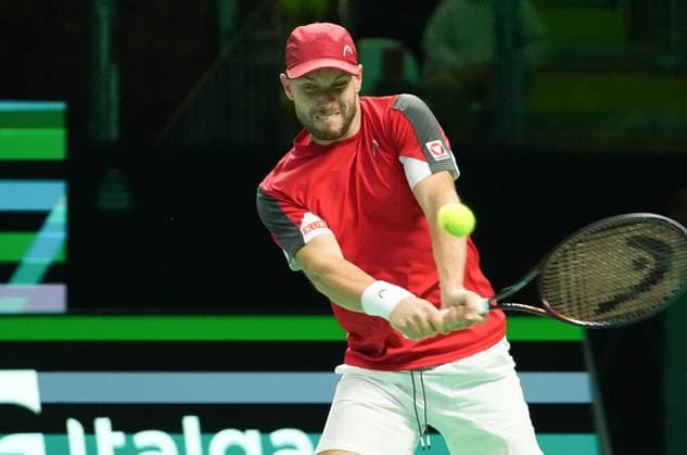 November 19, 2025, Bologna, Bretagne, Italy: Filip Misolic of Austria during the Davis Cup 2025, Final 8, Tennis event on 19 November 2025 in Bologna, Italy - Photo Bologna Italy - ZUMAl193 20251119_zsp_l193_041 Copyright: xLaurentxLairysx