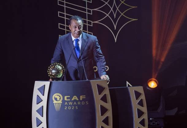 CAF Awards 2025 SALE, MOROCCO - NOVEMBER 19: Head coach of Cape Verde national team, Nationalteam Pedro Leitao Brito, commonly known as Bubista, winner of the African Head Coach of the Year award at the CAF Awards ceremony, delivers a speech after receiving the honor in Sale, Morocco on November 19, 2025. Abu Adem Muhammed Anadolu Sale Morocco. Editorial use only. Please get in touch for any other usage.  Copyright: x2025xAnadoluxAbuxAdemxMuhammedx