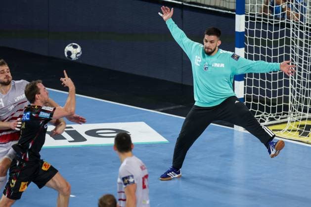 HC Zagreb v SC Magdeburg - EHF Champions League ZAGREB, CROATIA - NOVEMBER 19: Goalkeeper of HC Zagreb Ante Grbavac in action during the EHF Champions League match between HC Zagreb and SC Magdeburg at Arena Zagreb on November 19, 2025 in Zagreb, Croatia.  Igorxkralj PIXSELL