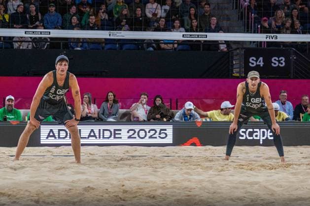 RECORD DATE NOT STATED ADELAIDE, AUSTRALIA - NOVEMBER 19: Sven Winter (Player 2 - GER), Lukas Pfretzschner (Player 1 - GER) during the Beach volleyball, Beachvolleyball World Championships at Adelaide on November 19, 2025 in Adelaide, Australia. Australia Copyright: xBEAUTIFULxSPORTS PeterxWeberx