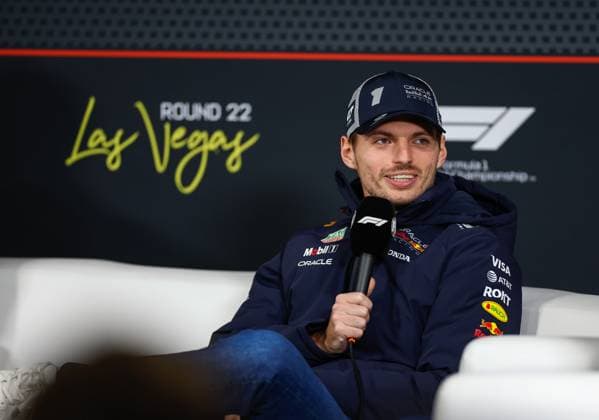 F1 - LAS VEGAS GRAND PRIX 2025 VERSTAPPEN Max (ned), Red Bull Racing RB21, portrait press conference, PK, Pressekonferenz during the 2025 Formula 1 Las Vegas Grand Prix, 22th round of the 2025 FIA Formula One World Championship, WM, Weltmeisterschaft from November 21 to 23, 2025 on the Las Vegas Strip Circuit, in Paradise, Nevada, United States of America - ParadiseUnited States  Copyright: xDPPIx