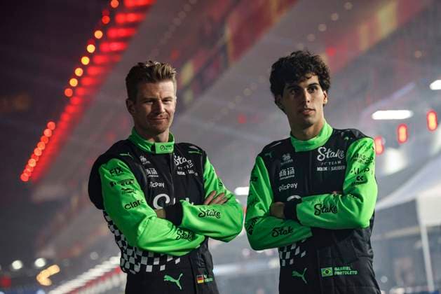 F1 - LAS VEGAS GRAND PRIX 2025 Stake F1 Team Kick special livery HULKENBERG Nico (ger), Stake F1 Team Kick C45, portrait BORTOLETO Gabriel (bra), Stake F1 Team Kick C45, portrait during the 2025 Formula 1 Las Vegas Grand Prix, 22th round of the 2025 FIA Formula One World Championship, WM, Weltmeisterschaft from November 21 to 23, 2025 on the Las Vegas Strip Circuit, in Paradise, Nevada, United States of America - ParadiseUnited States Copyright: xXavixBonillax