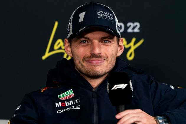 Dutch Formula One driver Max Verstappen of Red Bull Racing reacts at a press conference, PK, Pressekonferenz during the Formula One Las Vegas Grand Prix at the Las Vegas Strip Circuit in Las Vegas on Wednesday, November 19, 2025.  LAS2025111917 GREGxNASH