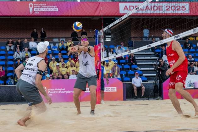 RECORD DATE NOT STATED ADELAIDE, AUSTRALIA - NOVEMBER 20: Nils Ehlers (Player 1 - GER), Clemens Wickler (Player 2 - GER) during the Beach volleyball, Beachvolleyball World Championships at Adelaide on November 20, 2025 in Adelaide, Australia. Australia Copyright: xBEAUTIFULxSPORTS PeterxWeberx