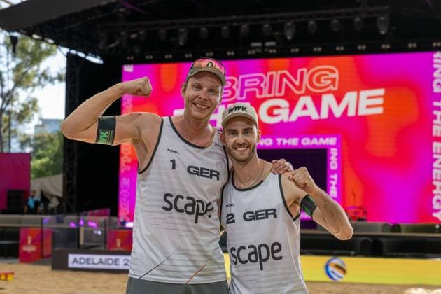 RECORD DATE NOT STATED ADELAIDE, AUSTRALIA - NOVEMBER 20: Nils Ehlers (Player 1 - GER), Clemens Wickler (Player 2 - GER) during the Beach volleyball, Beachvolleyball World Championships at Adelaide on November 20, 2025 in Adelaide, Australia. Australia Copyright: xBEAUTIFULxSPORTS PeterxWeberx