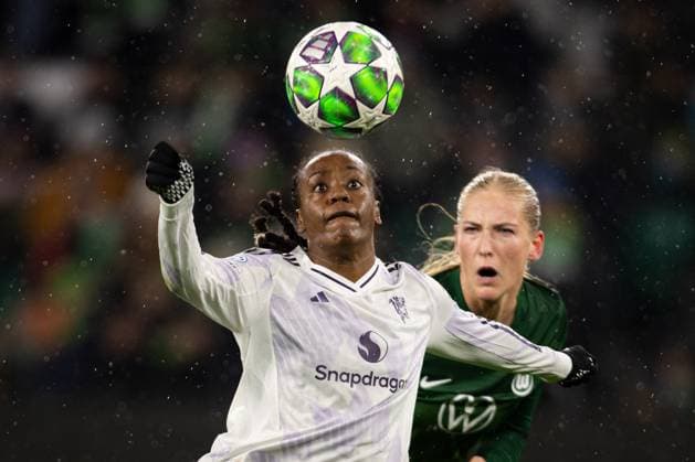 Wolfsburg v Manchester United, ManU Women, UEFA Women s Champions League, Wolfsburg, Germany Wolfsburg, Germany. 19th, November 2025. Melvine Malard (9) of Manchester United seen during the UEFA Women™s Champions League match between Wolfsburg and Manchester United at the Volkswagen Arena in Wolfsburg. Germany, Wolfsburg, Volkswagen Arena  Copyright: xGonzalesxPhoto InakixEsnaolax
