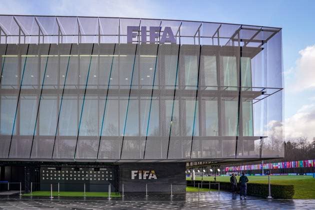 Football FIFA World Cup Qualification Europe 2025 26 Playoff Draw Home of FIFA Zurich, Switzerland Zurich, Switzerland, Europe, FIFA Headquarters exterior view, modern glass building, media area for World Cup 2026 draw, flag avenue, security zone, international sports policy, global soccer organization, preparation playoffs, rainy weather, event setup Zurich Canton Zurich Switzerland Copyright: xJOERANxSTEINSIEKx