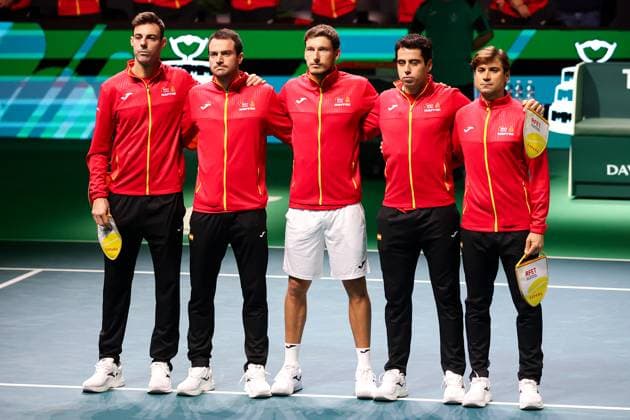 TENNIS - Internazionali di Tennis - Davis Cup - Final Eight team Spain in Spanish national anthem during Davis Cup - Final Eight, International Tennis match in Bologna, Italy, November 20 2025 Bologna Italy  Copyright: xIPAxSport ABACAx