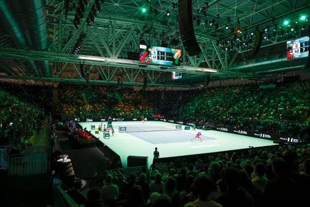 November 20, 2025, Bologna, ITALY: A view of Supertennis Arena during single tennis match Spain vs Czechia during Davis Cup 2025 Final 8 at Fiere Exhibition Centre in Bologna Italy, 20 November 2025. ANSA ELISABETTA BARACCHI. 2025 Davis Cup Final 8  - ZUMAa110 20251120_zaf_a110_018 Copyright: xElisabettaxBaracchix