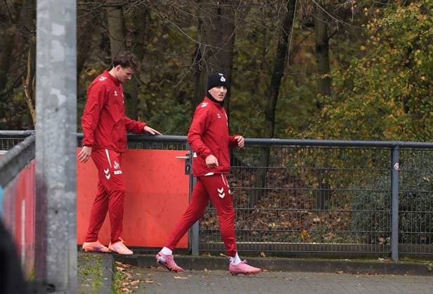 20 11 2025, xophax, Football 1 Bundesliga Season 2025 2026 1 FC Köln Training Said El Mala 1 FC Köln , right and Rav van den Berg , left 1 FC Köln leave training early Leverkusen