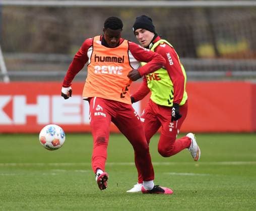 20 11 2025, xophax, Soccer 1 Bundesliga Season 2025 2026 1 FC Köln Training Ragnar Ache 1 FC Köln , left and Isak Johannesson 1 FC Köln Leverkusen