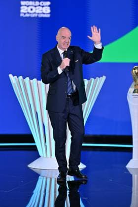 2026 FIFA World Cup, WM, Weltmeisterschaft, Fussball Play-Off Tournament draw ZURICH, SWITZERLAND - NOVEMBER 20: FIFA President Gianni Infantino attends the 2026 FIFA World Cup Play-Off Tournament draw at the FIFA s Home of Football in Zurich, Switzerland on November 20, 2025. Mustafa Yalcin Anadolu Zurich Switzerland. Editorial use only. Please get in touch for any other usage.  Copyright: x2025xAnadoluxMustafaxYalcinx