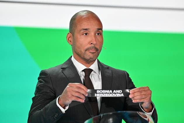 2026 FIFA World Cup, WM, Weltmeisterschaft, Fussball Play-Off Tournament draw ZURICH, SWITZERLAND - NOVEMBER 20: Sweden former player Martin Dahlin during the 2026 FIFA World Cup Play-Off Tournament draw at the FIFA s Home of Football in Zurich, Switzerland on November 20, 2025. Mustafa Yalcin Anadolu Zurich Switzerland. Editorial use only. Please get in touch for any other usage.  Copyright: x2025xAnadoluxMustafaxYalcinx
