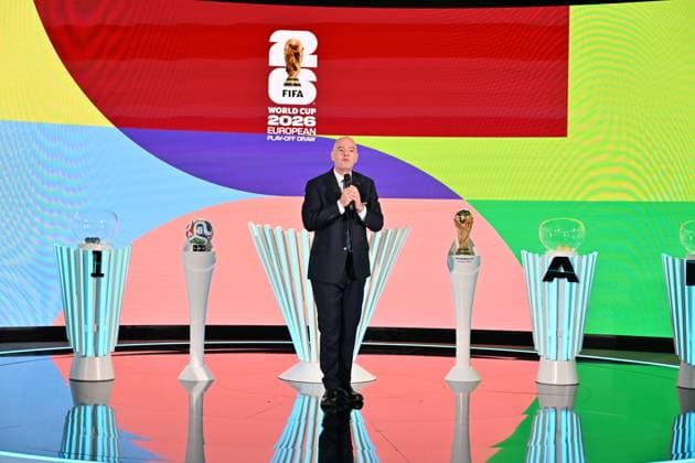 2026 FIFA World Cup, WM, Weltmeisterschaft, Fussball Play-Off Tournament draw ZURICH, SWITZERLAND - NOVEMBER 20: FIFA President Gianni Infantino speaks during the 2026 FIFA World Cup Play-Off Tournament draw at the FIFA s Home of Football in Zurich on November 20, 2025. Mustafa Yalcin Anadolu Zurich Switzerland. Editorial use only. Please get in touch for any other usage.  Copyright: x2025xAnadoluxMustafaxYalcinx