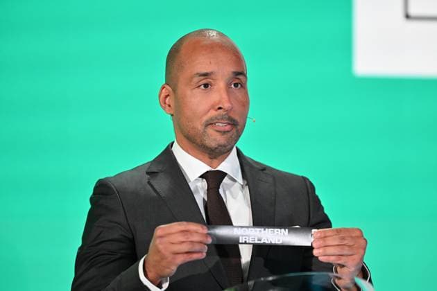2026 FIFA World Cup, WM, Weltmeisterschaft, Fussball Play-Off Tournament draw ZURICH, SWITZERLAND - NOVEMBER 20: Sweden former player Martin Dahlin shows the paper slip of Northern Ireland during the 2026 FIFA World Cup Play-Off Tournament draw at the FIFA s Home of Football in Zurich, Switzerland on November 20, 2025. Mustafa Yalcin Anadolu Zurich Switzerland. Editorial use only. Please get in touch for any other usage.  Copyright: x2025xAnadoluxMustafaxYalcinx