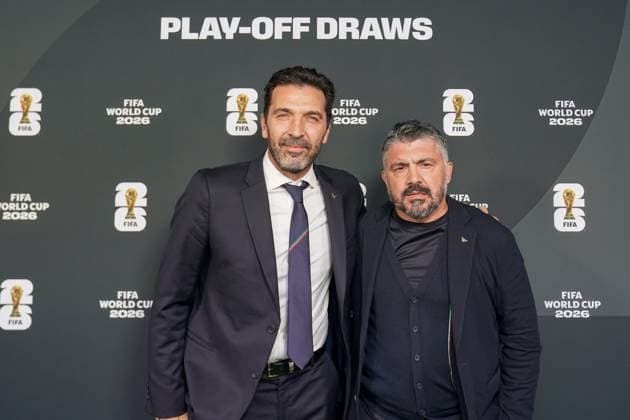 Soccer FIFA World Cup Qualification Europe 2025 26 Playoff Draw Home of FIFA Zurich, Switzerland Gianluigi Buffon Head of Delegation Italy and Coach Gennaro Gattuso Zurich Canton Zurich Switzerland Copyright: xJOERANxSTEINSIEKx