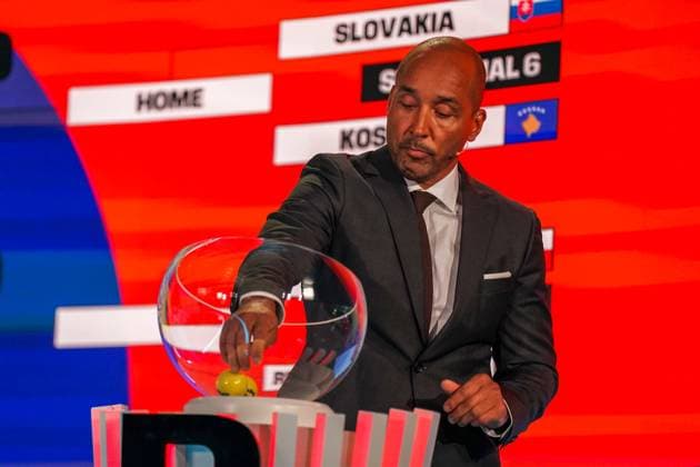 Soccer FIFA World Cup Qualification Europe 2025 26 Playoff Draw Home of FIFA Zurich, Switzerland Martin Dahlin FIFA Legend Balls, Draw, Drawing, Symbol Photo Zurich Canton Zurich Switzerland Copyright: xJOERANxSTEINSIEKx