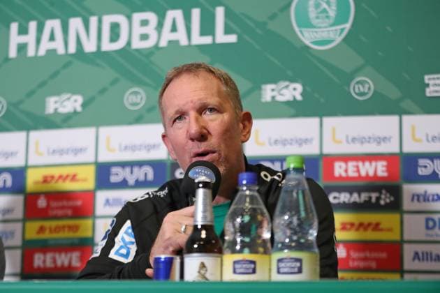 DAIKIN HBL Presentation of new head coach of SC DHfK Leipzig, 20 11 25 Head coach Frank Carstens SC DHfK Leipzig Handball, DAIKIN HBL, 1 Bundesliga, Season 2025 2026, Press conference of SC DHfK Leipzig for the presentation of the new head coach on 20 11 25 in the Quarterback Immobilien Arena Leipzig Copyright: xBEAUTIFULxSPORTS JanxKaeferx