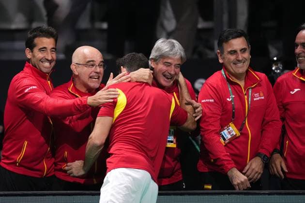 Marcel Granollers celebrates during the Davis Cup Finals 2025 Quarterfinals match between Granollers Martinez (Spain) and Machac Mensik (Czechia) at Bologna Fiere, Bologna, Italy - November 20, 2025. - Tennis.  Copyright: xMassimoxPaolone LaPressex