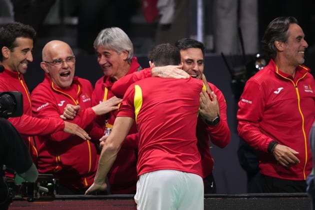 Marcel Granollers celebrates during the Davis Cup Finals 2025 Quarterfinals match between Granollers Martinez (Spain) and Machac Mensik (Czechia) at Bologna Fiere, Bologna, Italy - November 20, 2025. - Tennis.  Copyright: xMassimoxPaolone LaPressex
