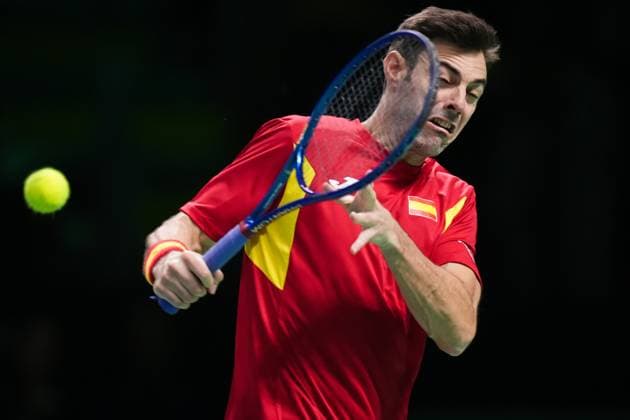 Marcel Granollers in action during the Davis Cup Finals 2025 Quarterfinals match between Granollers Martinez (Spain) and Machac Mensik (Czechia) at Bologna Fiere, Bologna, Italy - November 20, 2025. - Tennis.  Copyright: xMassimoxPaolone LaPressex