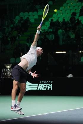 Jan-Lennard Struff in action during the Davis Cup Finals 2025 Quarterfinals match between Tomas Martin Etcheverry (Argentina) and Jan-Lennard Struff (Germany) at Bologna Fiere, Bologna, Italy - November 20, 2025. - Tennis.  Copyright: xMassimoxPaolone LaPressex
