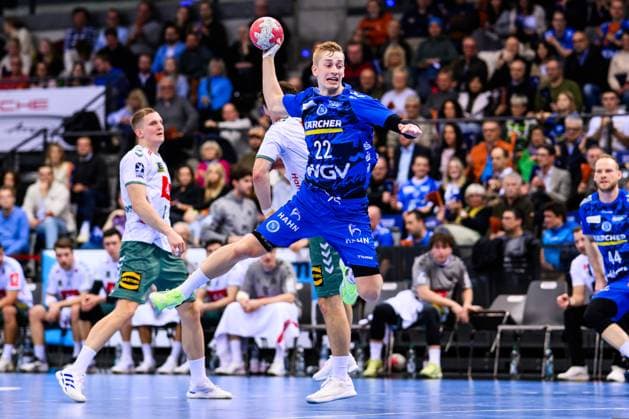 TVB Stuttgart GWD Minden Handball 1 Bundesliga, Men, Season 2025 2026, TVB Stuttgart GWD Minden, Porsche Arena Stuttgarts Torben Matzken in action Stuttgart Porsche Arena Baden Württemberg Germany