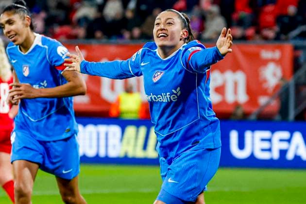 Fiamma of Atletico Madrid celebrates after scoring her teams fourth goal FC Twente v Club Atletico de Madrid, UEFA Women s Champions League 2025 26 League Phase MD4, FC Twente v Club Atletico de Madrid, FC Twente Stadion, November 20, 2025, Enschede, Netherlands.