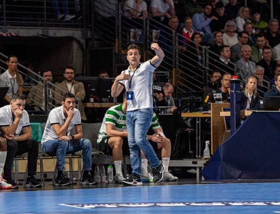 Handball, Men, Season 2025 2026, Champions League Group A, Matchday 8 , Füchse Berlin Sporting CP, Coach Ricardo Costa Sporting , 20 11 2025, Copyright: xSebastianxRäppold MatthiasxKochx