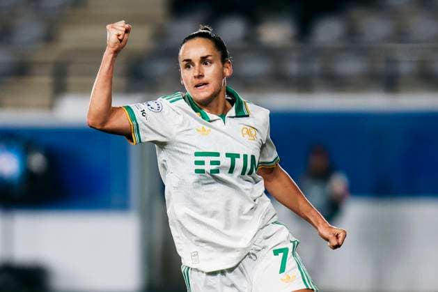 Evelyne Viens (AS Roma, 7) celebrates after scoring the 0:1 UEFA Womens s Champions League: OH Leuven- AS Roma; Leuven, King Power at Den Dreef Stadion, 20.11.2025 Copyright: xBEAUTIFULxSPORTS Freisenx