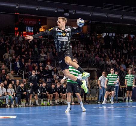 Handball, Herren, Saison 2025 2026, Champions League (Gruppe A, 8. Spieltag), Füchse Berlin - Sporting CP, Mathias Gidsel (Füchse Berlin), 20.11.2025, Copyright: xSebastianxRäppold MatthiasxKochx