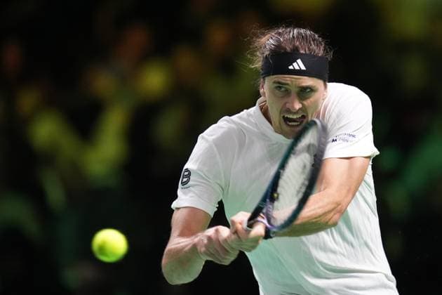 Alexander Zverev in action during the Davis Cup Finals 2025 Quarterfinals match between Francisco Cerundolo (Argentina) and Alexander Zverev (Germany) at Bologna Fiere, Bologna, Italy - November 20, 2025. - Tennis.  Copyright: xMassimoxPaolone LaPressex