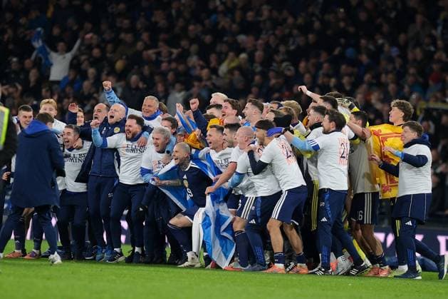 UK: Scotland v Denmark, UEFA World Cup European Qualifiers at Hampden Park, Glasgow, Scotland on 18 November 2025: Pictured: Scotland celebrate after the match Glasgow Hampden Park Scotland Copyright: xAlexxToddx
