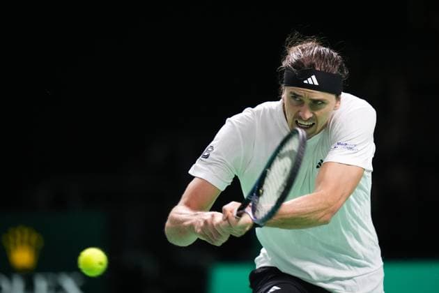 Alexander Zverev in action during the Davis Cup Finals 2025 Quarterfinals match between Francisco Cerundolo (Argentina) and Alexander Zverev (Germany) at Bologna Fiere, Bologna, Italy - November 20, 2025. - Tennis.  Copyright: xMassimoxPaolone LaPressex